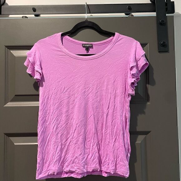 Express Ruffle Short Sleeve Top - Picture 1 of 3